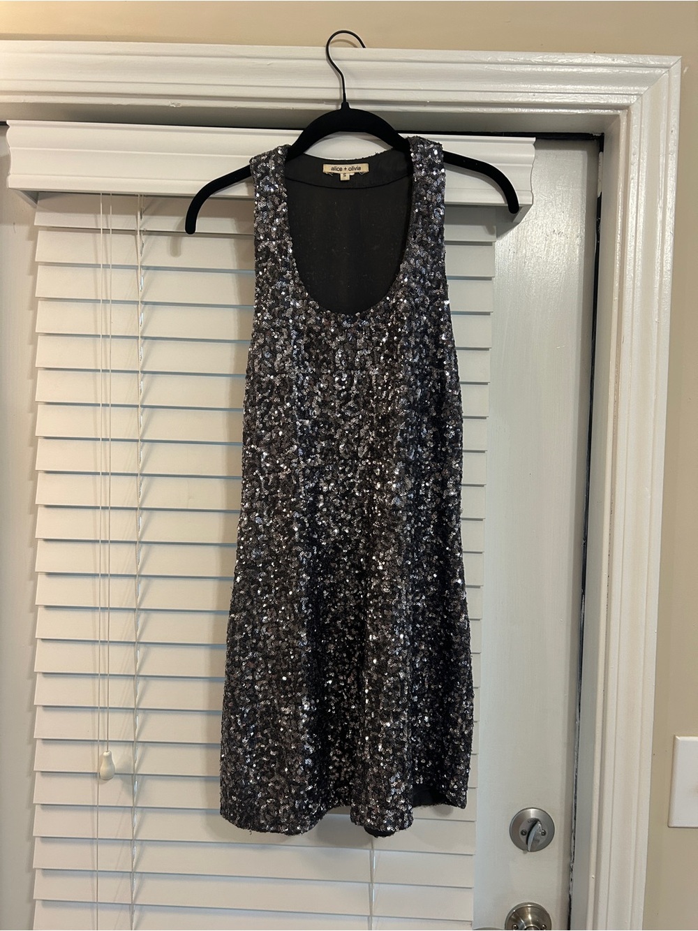Alice + Olivia Silver Sequin Mini Dress